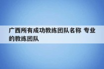 广西所有成功教练团队名称 专业的教练团队