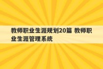 教师职业生涯规划20篇 教师职业生涯管理系统