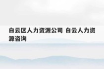 白云区人力资源公司 白云人力资源咨询