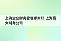 上海企业财务管理哪家好 上海最大财务公司