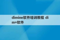 dimine软件培训教程 dim+软件