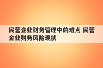 民营企业财务管理中的难点 民营企业财务风险现状