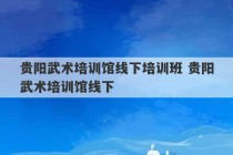 贵阳武术培训馆线下培训班 贵阳武术培训馆线下