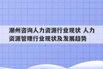 潮州咨询人力资源行业现状 人力资源管理行业现状及发展趋势