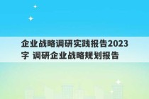 企业战略调研实践报告2023
字 调研企业战略规划报告