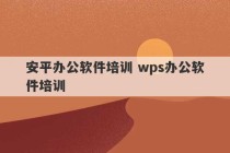 安平办公软件培训 wps办公软件培训