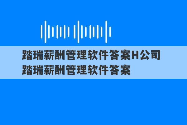 踏瑞薪酬管理软件答案H公司 踏瑞薪酬管理软件答案