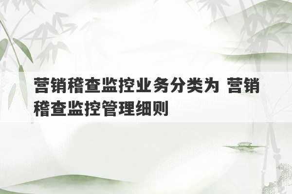 营销稽查监控业务分类为 营销稽查监控管理细则