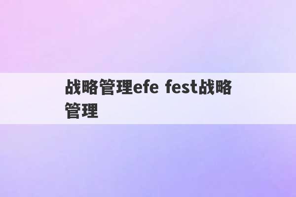 战略管理efe fest战略管理