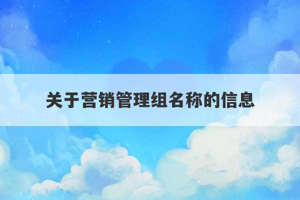 关于营销管理组名称的信息