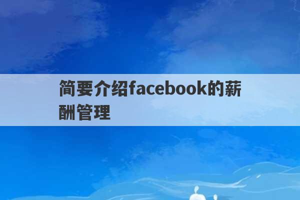 简要介绍facebook的薪酬管理