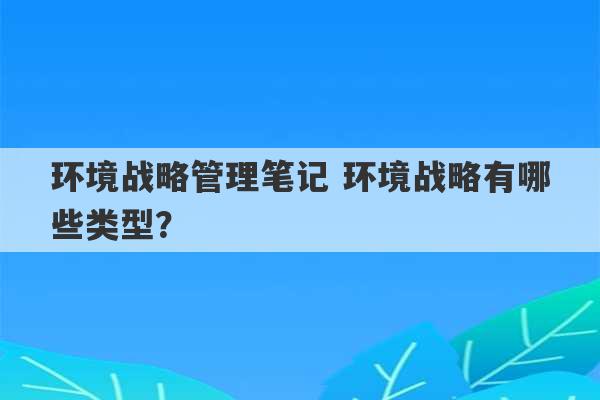 环境战略管理笔记 环境战略有哪些类型？