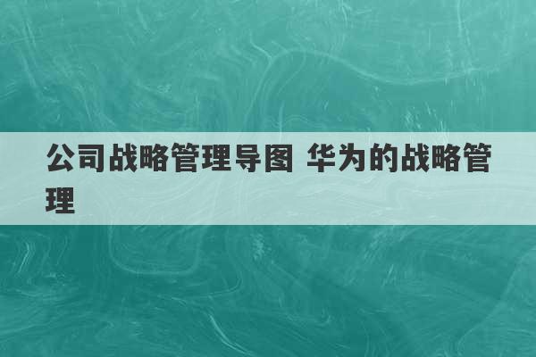 公司战略管理导图 华为的战略管理