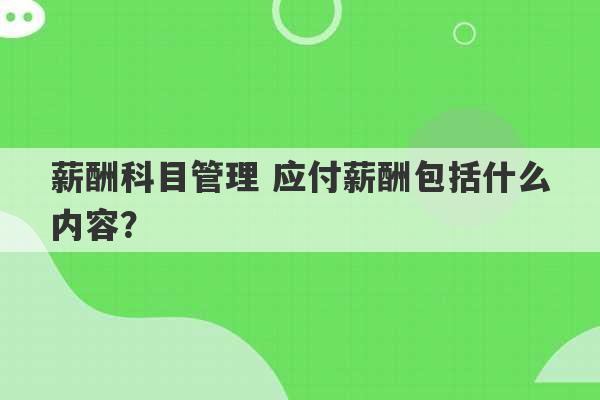 薪酬科目管理 应付薪酬包括什么内容？