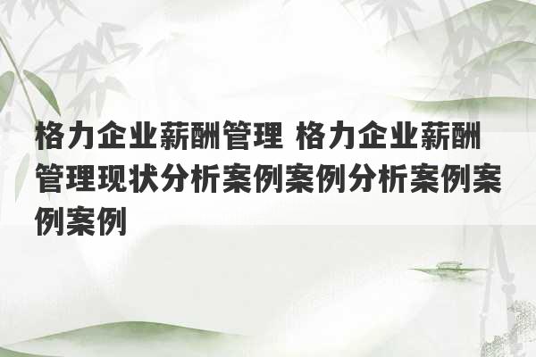 格力企业薪酬管理 格力企业薪酬管理现状分析案例案例分析案例案例案例