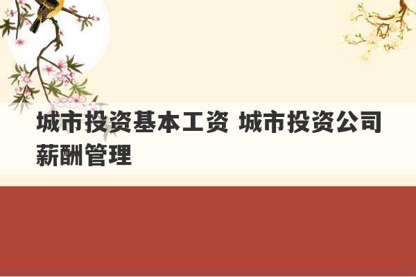 城市投资基本工资 城市投资公司薪酬管理