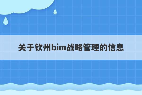 关于钦州bim战略管理的信息