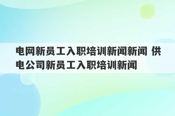 电网新员工入职培训新闻新闻 供电公司新员工入职培训新闻