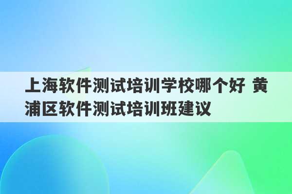 上海软件测试培训学校哪个好 黄浦区软件测试培训班建议