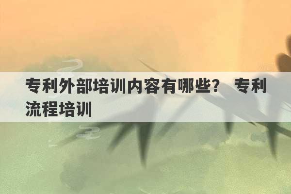 专利外部培训内容有哪些？ 专利流程培训