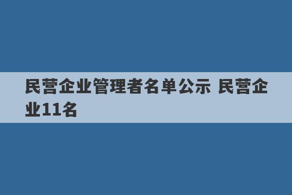 民营企业管理者名单公示 民营企业11名