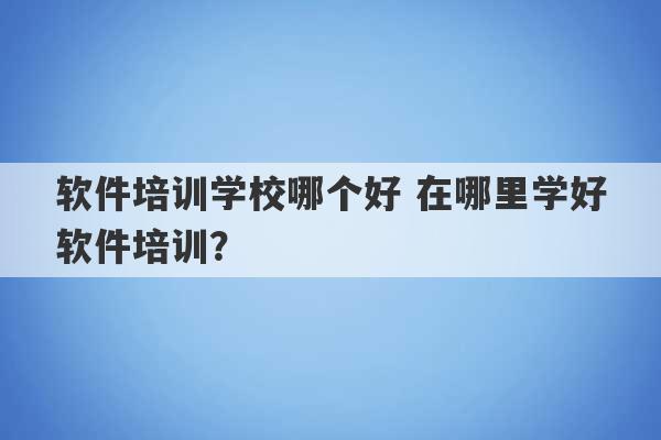 软件培训学校哪个好 在哪里学好软件培训？