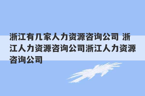 浙江有几家人力资源咨询公司 浙江人力资源咨询公司浙江人力资源咨询公司