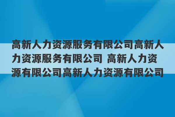 高新人力资源服务有限公司高新人力资源服务有限公司 高新人力资源有限公司高新人力资源有限公司