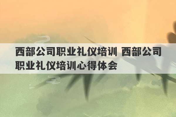 西部公司职业礼仪培训 西部公司职业礼仪培训心得体会