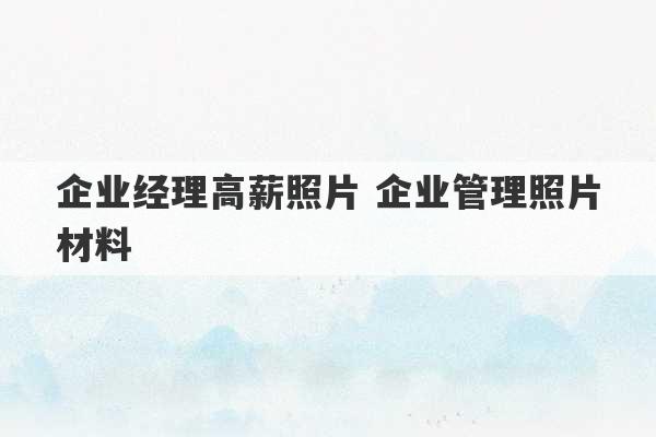 企业经理高薪照片 企业管理照片材料