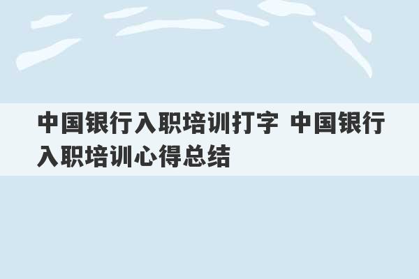 中国银行入职培训打字 中国银行入职培训心得总结