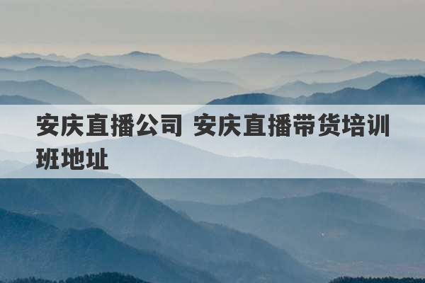 安庆直播公司 安庆直播带货培训班地址