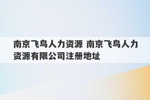 南京飞鸟人力资源 南京飞鸟人力资源有限公司注册地址