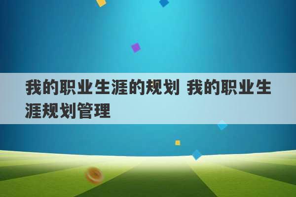 我的职业生涯的规划 我的职业生涯规划管理