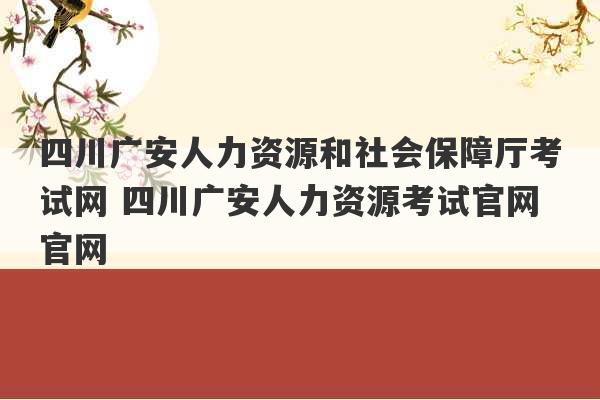 四川广安人力资源和社会保障厅考试网 四川广安人力资源考试官网官网