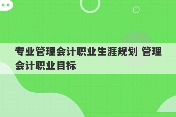 专业管理会计职业生涯规划 管理会计职业目标