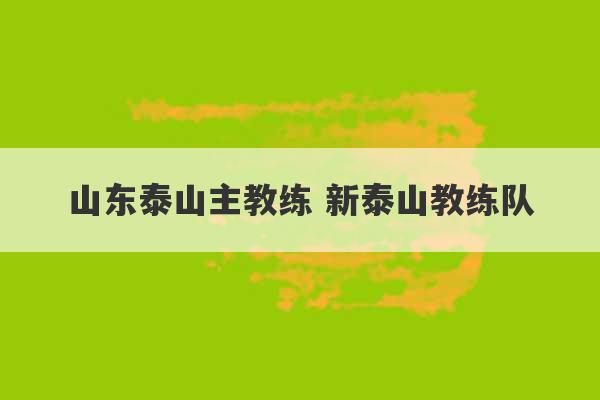 山东泰山主教练 新泰山教练队