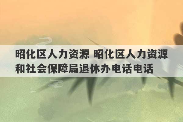 昭化区人力资源 昭化区人力资源和社会保障局退休办电话电话