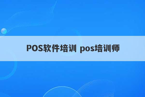 POS软件培训 pos培训师