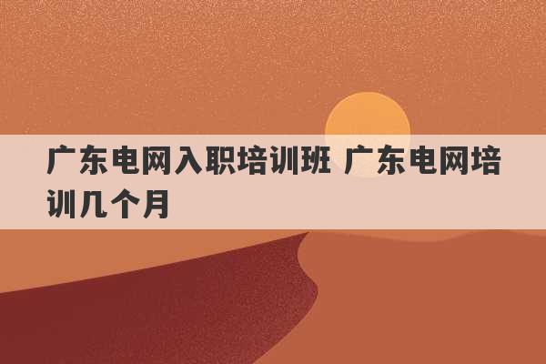 广东电网入职培训班 广东电网培训几个月