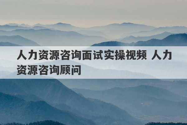 人力资源咨询面试实操视频 人力资源咨询顾问