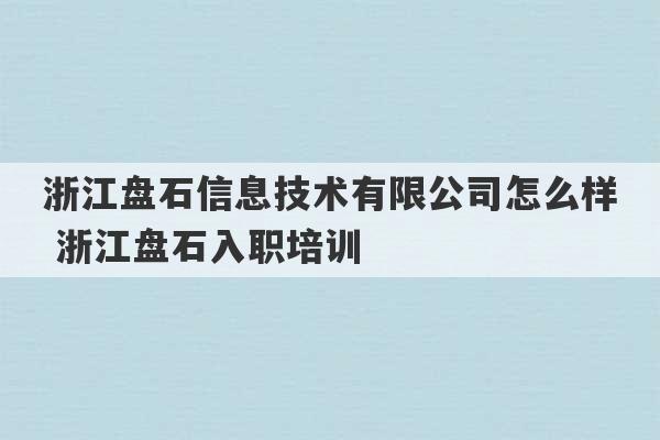 浙江盘石信息技术有限公司怎么样 浙江盘石入职培训