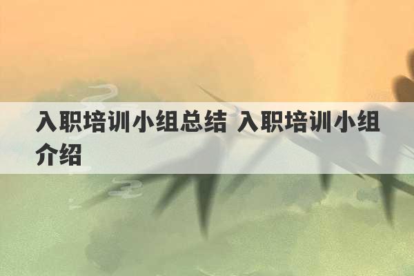 入职培训小组总结 入职培训小组介绍