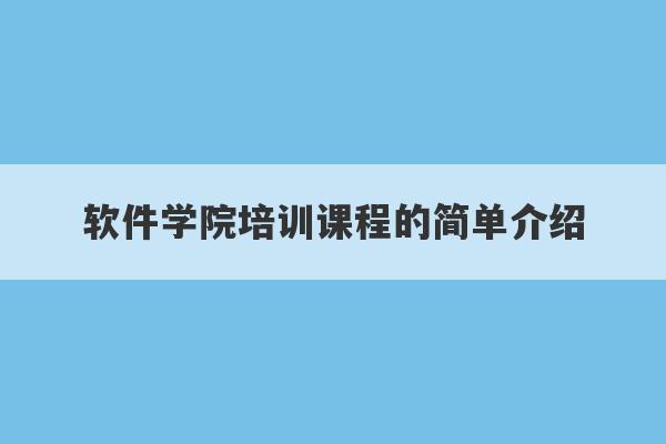 软件学院培训课程的简单介绍