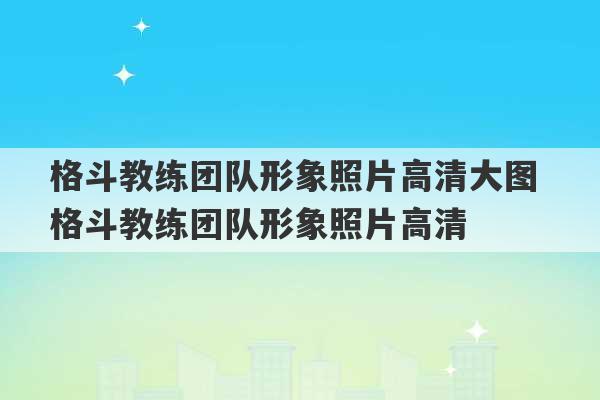 格斗教练团队形象照片高清大图 格斗教练团队形象照片高清