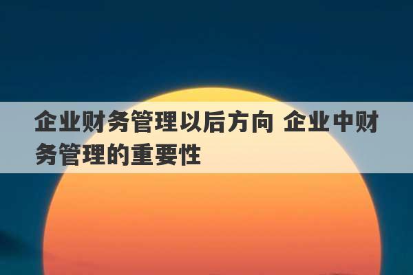 企业财务管理以后方向 企业中财务管理的重要性