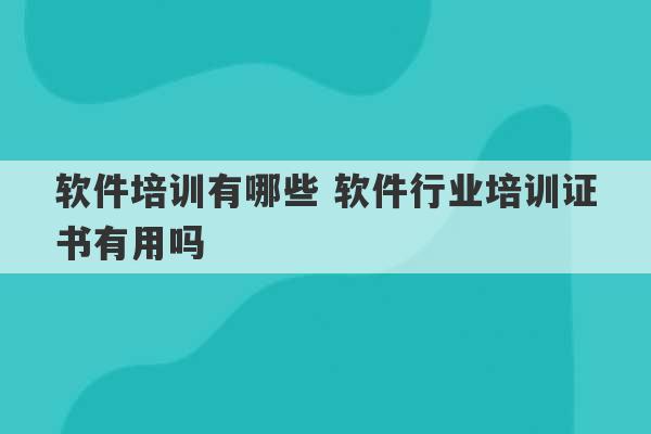 软件培训有哪些 软件行业培训证书有用吗