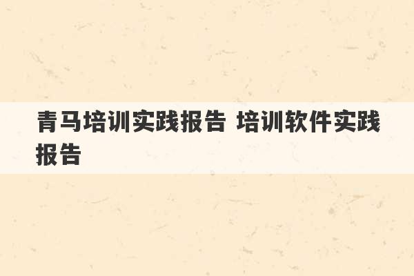 青马培训实践报告 培训软件实践报告