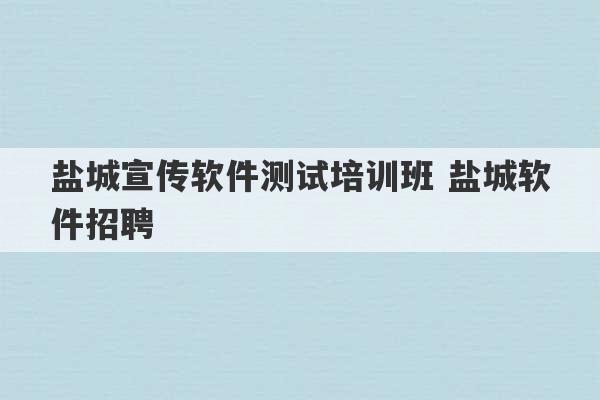 盐城宣传软件测试培训班 盐城软件招聘