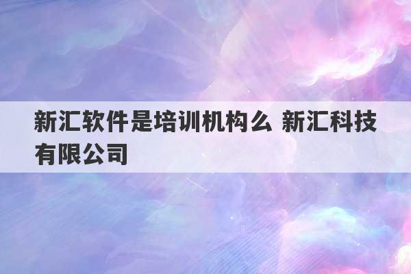 新汇软件是培训机构么 新汇科技有限公司